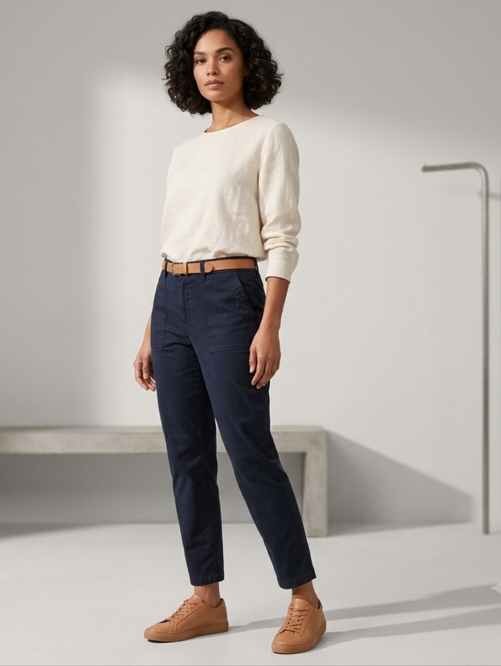 Daily Ritual  Navy Casual Cotton Pants